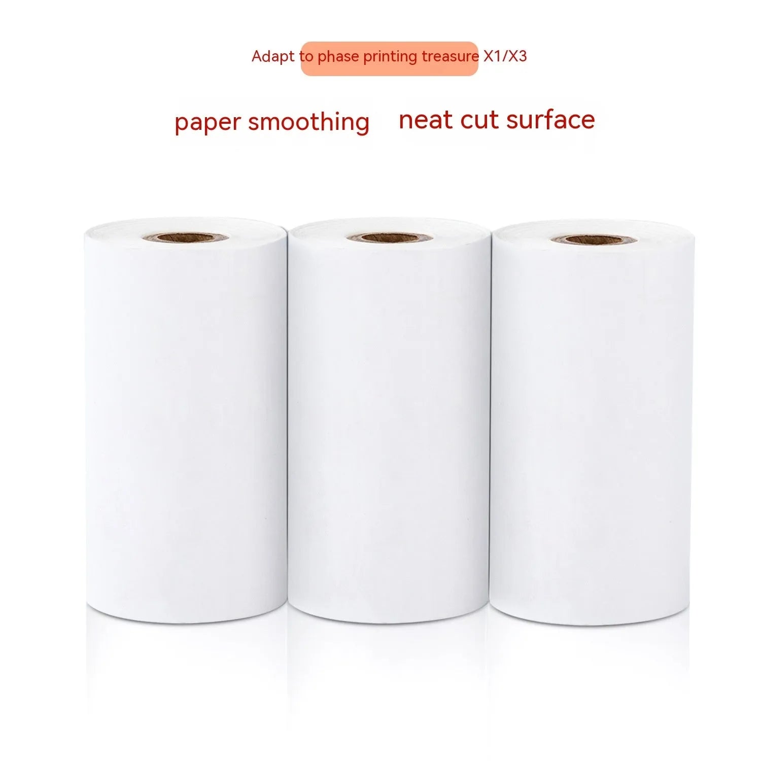 Box of three rolls of 57mm wide blank thermal paper for small printers.