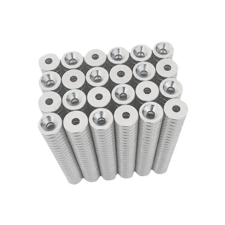 Circular sinking hole neodymium iron boron magnet 15mm diameter with central mounting hole