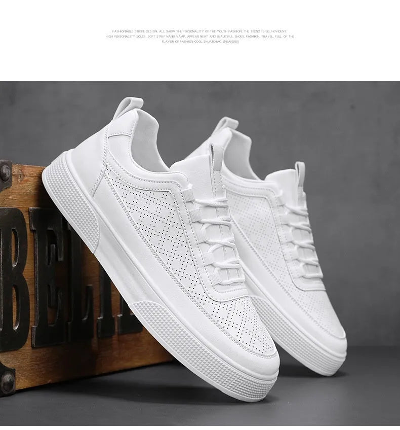 White and white khaki casual board shoes with thick bottom and lace-up closure