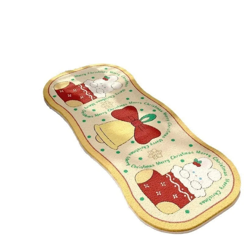 Christmas imitation cashmere carpet decoration with alien shape and botanical festive patterns