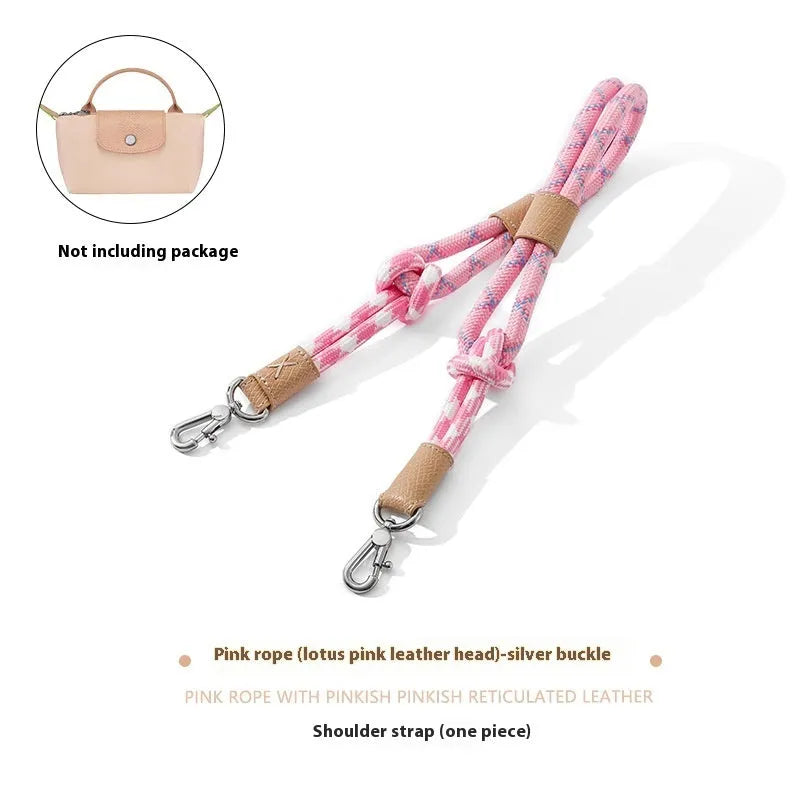 Braided nylon and cowhide leather crossbody strap with alloy buckle for bag modification
