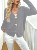 Women's grey deer plush long sleeve sweater coat with princess sleeves, street hipster style