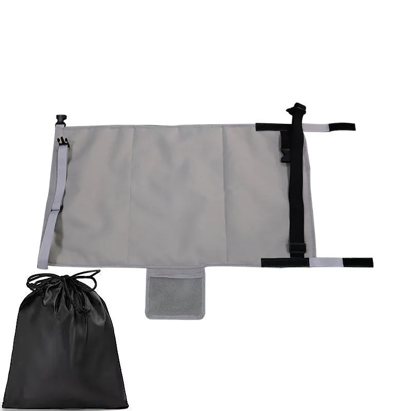 Portable children's aircraft pedal seat extender in blue, black or grey with optional drawstring pocket