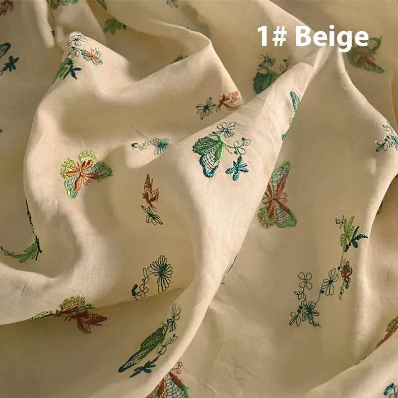Pure ramie embroidery cloth fabric for Hanfu dressmaking in three colour options