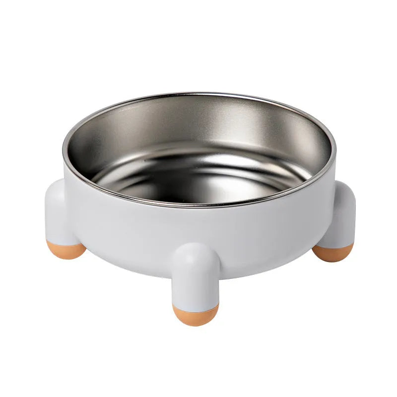 Green non-slip stainless steel pet bowl with a raised high foot design for dogs and cats