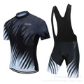Cycling jersey and pants set in a colour-block style for summer mountain and road bike riding.