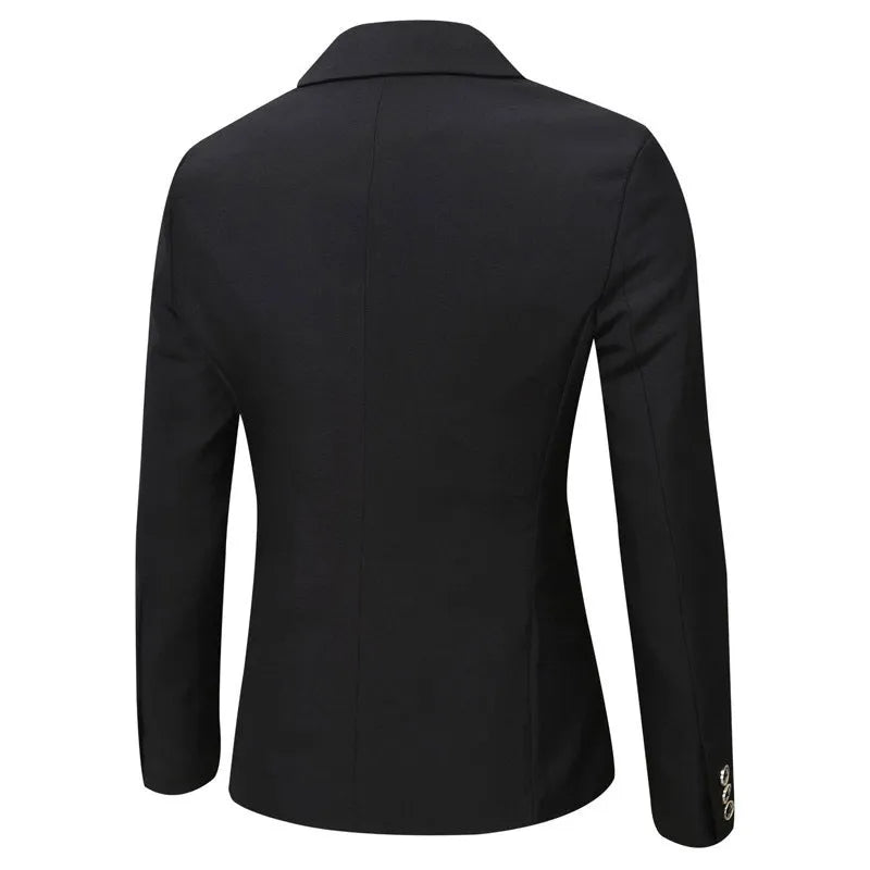 Men's slim-fit suit jacket in red with long sleeves and round hem, casual leisure style