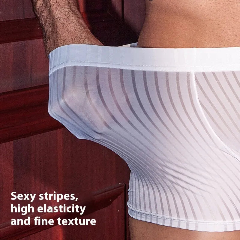 Men's vertical stripe boxer briefs in black, white and dark grey colours