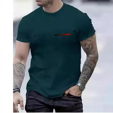 Men's slim fit casual top with a blue 3D printed mesh pattern on the front.