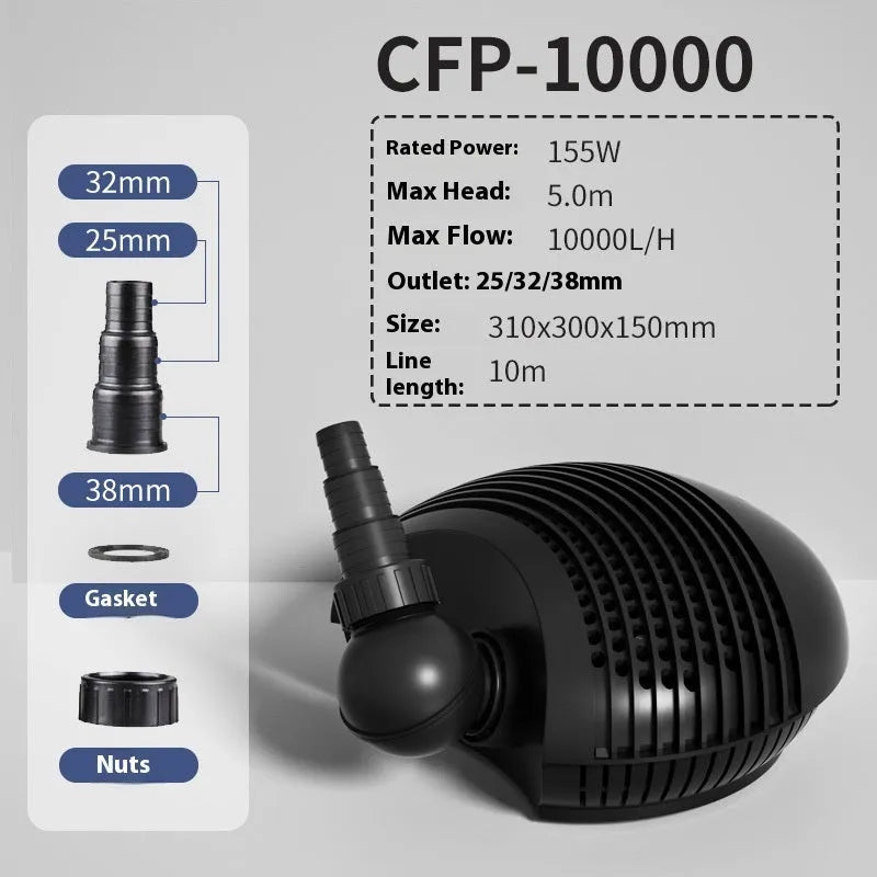 CFP Series horizontal plastic pond filter pump for large flow filtration in fish ponds.
