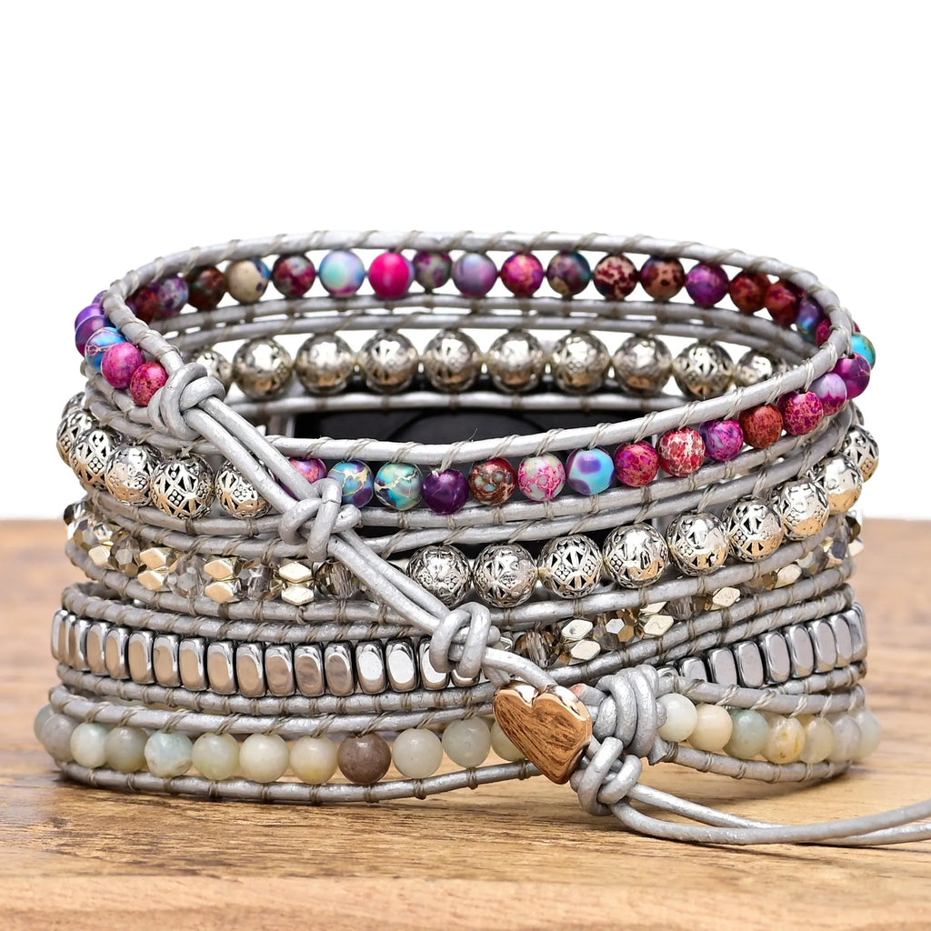 Purple Emperor natural stone watch band in bohemian style for 38-45mm dials
