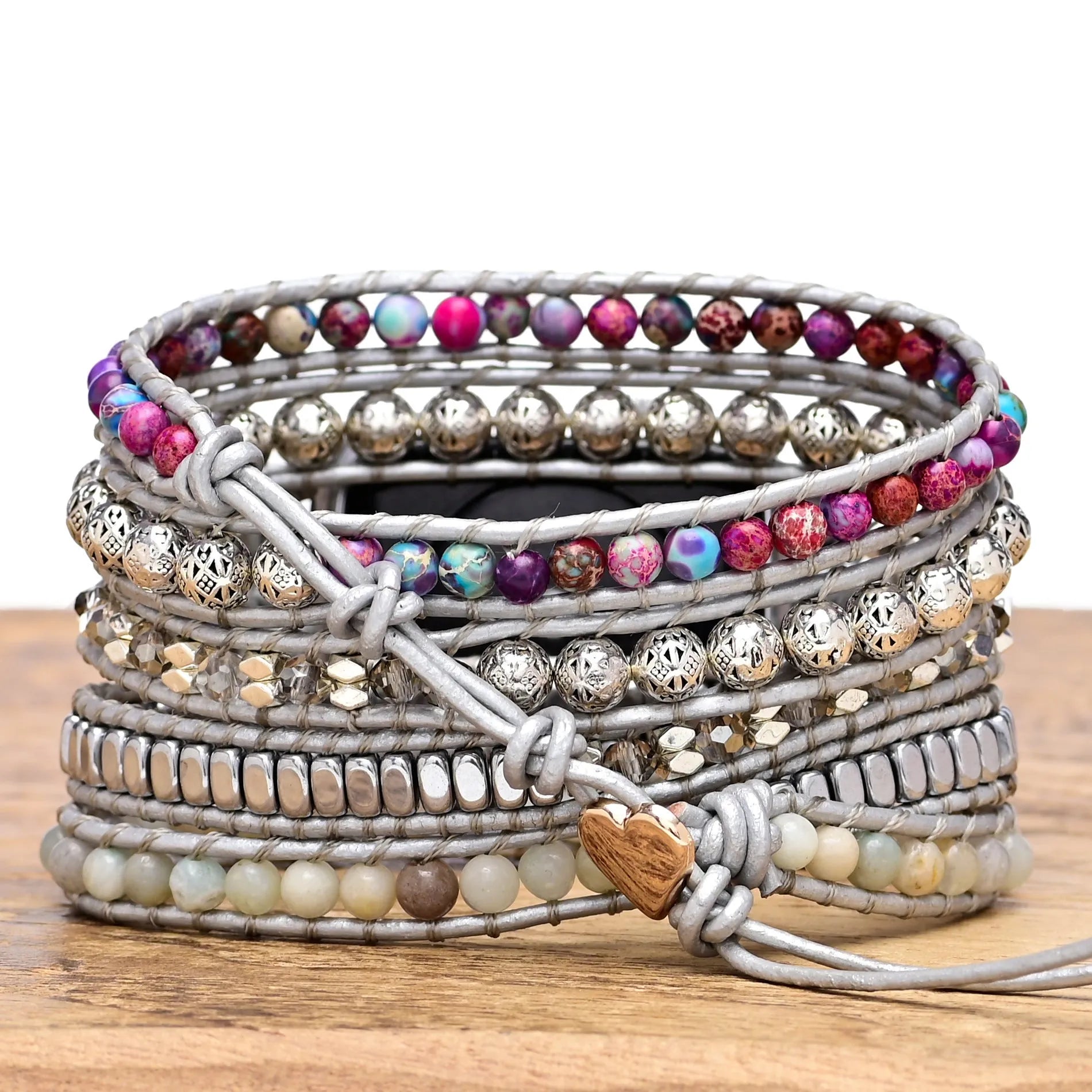 Purple Emperor natural stone watch band in bohemian style for 38-45mm dials