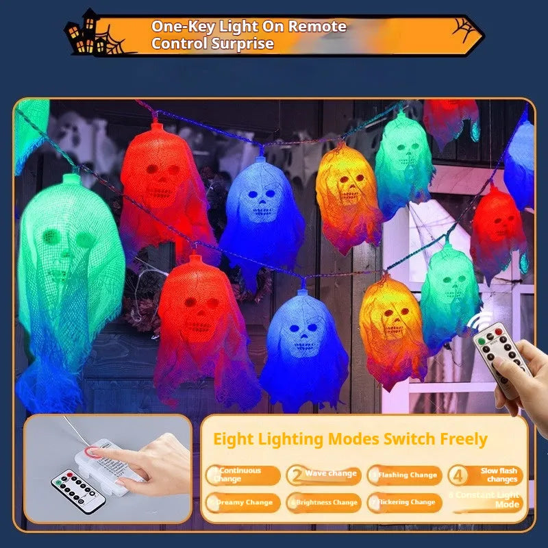 Halloween battery-powered coloured LED fairy lights for indoor wall horror decoration with plastic housing