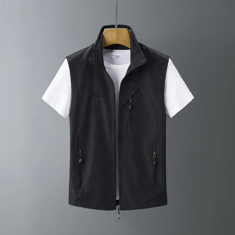 Men's hooded rabbit fur vest waistcoat in slim fit showing army green colour option