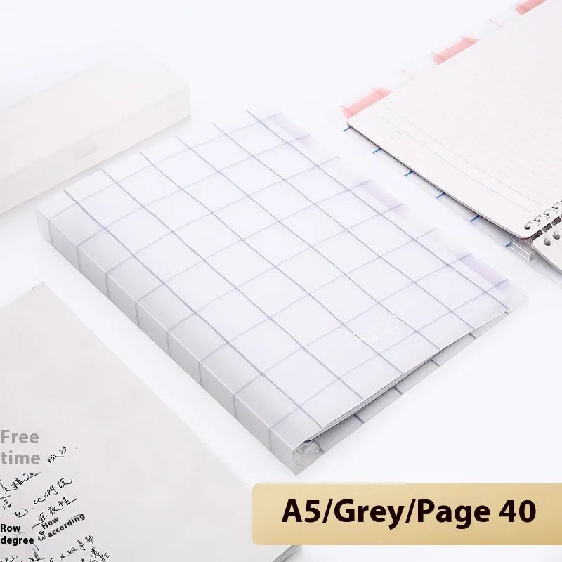 Loose spiral notebook refill with transparent PP cover and raw wood pulp paper in A5 size