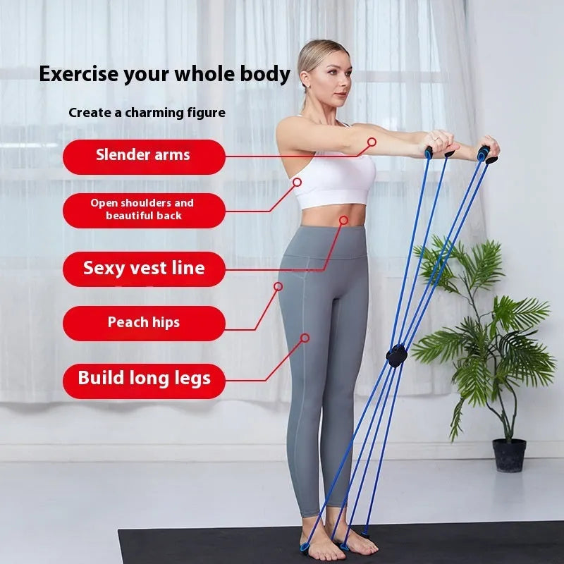 Blue eight character puller TPR resistance fitness equipment for shoulder workouts