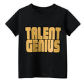 Black men's T-shirt with geometric pattern print, loose fit streetwear style with short sleeves