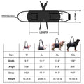 Black Oxford cloth dog harness with leg support and adjustable breast strap for rehabilitation