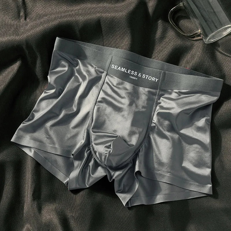 Men's ice silk underwear in knit construction showing solid colour options