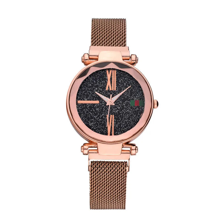 Women's magnet watch band watch with 32mm round dial and jewellery buckle clasp in six colour options
