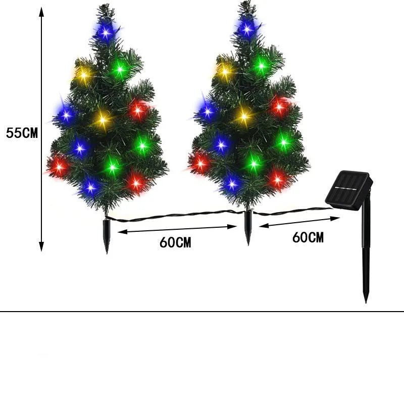 Solar Christmas tree lamp garden decoration with IP65 ABS construction placed in outdoor courtyard