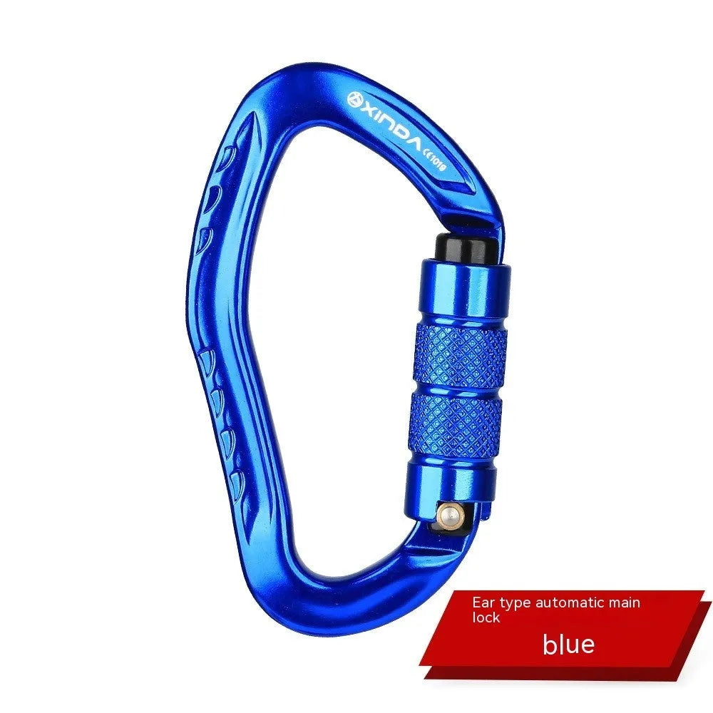 Automatic lock climbing carabiner in black blue orange red or silver colours for outdoor equipment