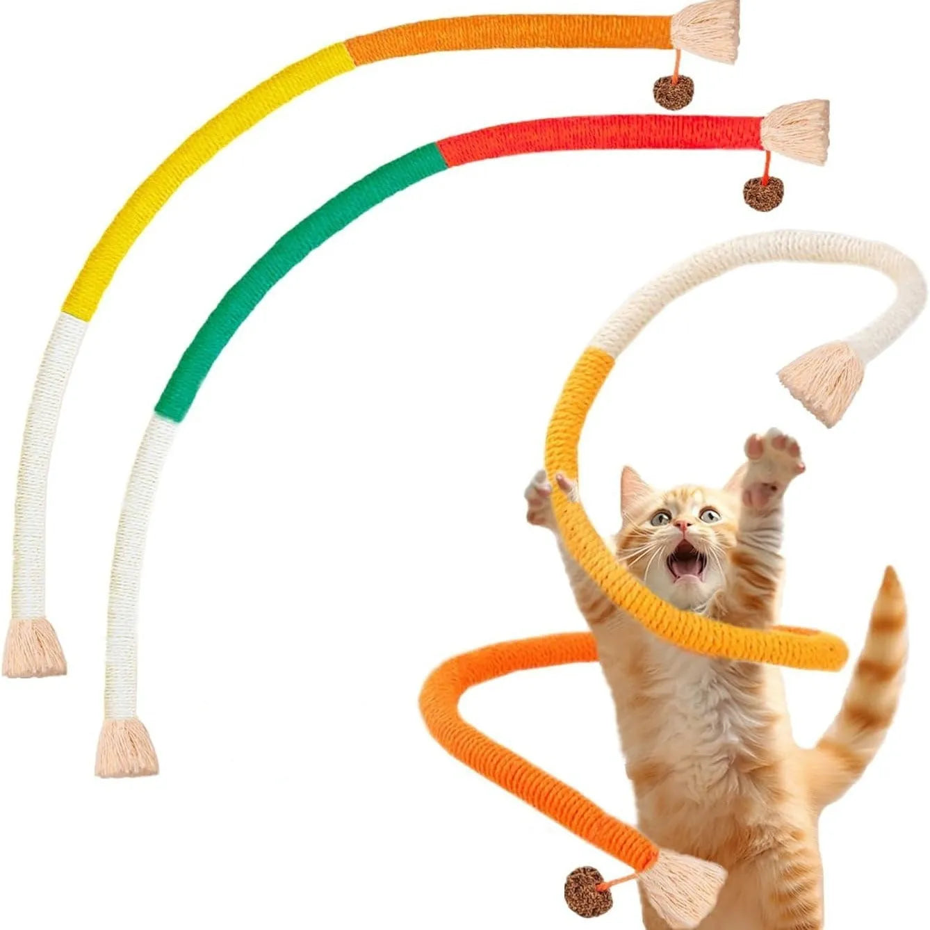 70cm cotton bite-resistant cat teasing rope toy in three colour options