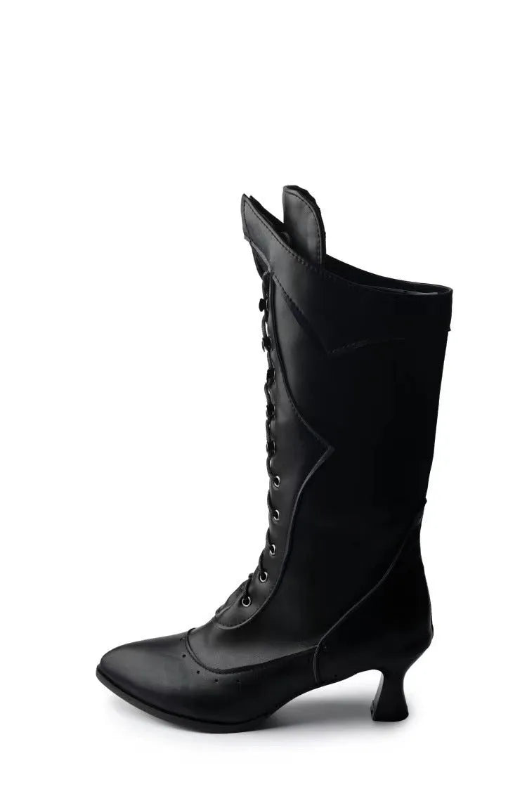 Lace-up Martin boots wine cup heel round toe large size women's boots black coffee white