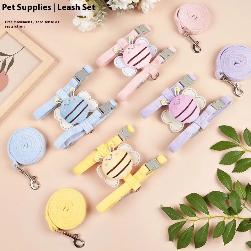 Bee shape adjustable cat rope in pink, yellow and blue colours with strap and hand rope attachments