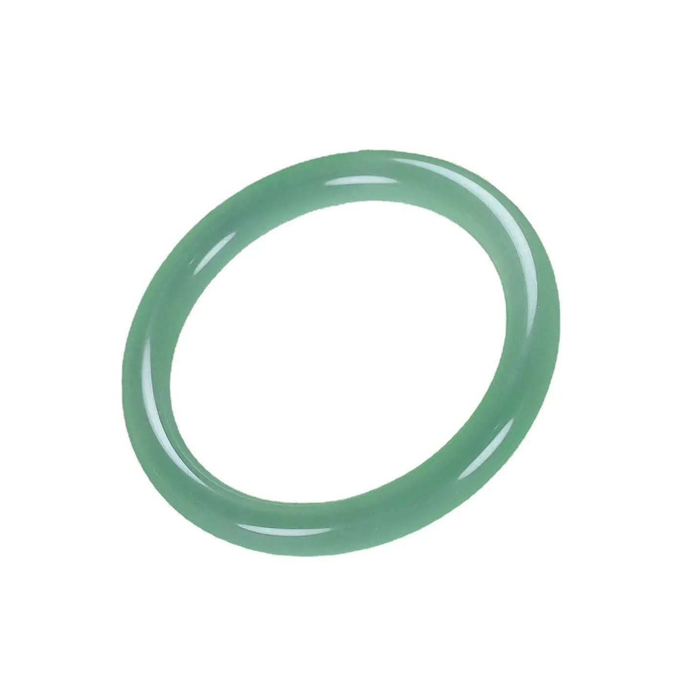 Jade bracelet with carved floating flower and auspicious cloud pattern in emerald green.