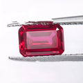 Lab-created ruby gemstone in egg, round, princess, water drop, grandmother, and Asche cuts.