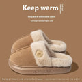 Plush fleece indoor slippers with PVC sole in five colour options showing car stitching detail