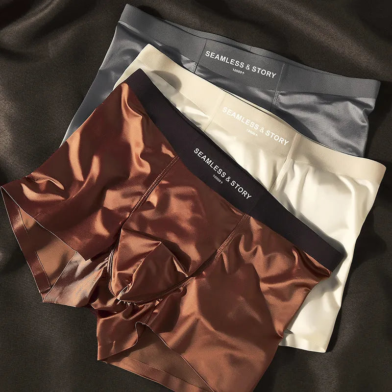 Men's ice silk underwear in knit construction showing solid colour options