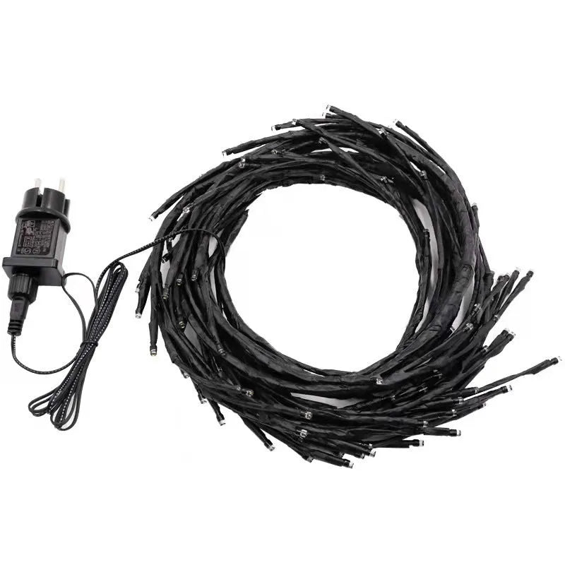 Flexible LED willow vine branch lights with warm white LEDs and birch texture for Christmas garland decoration
