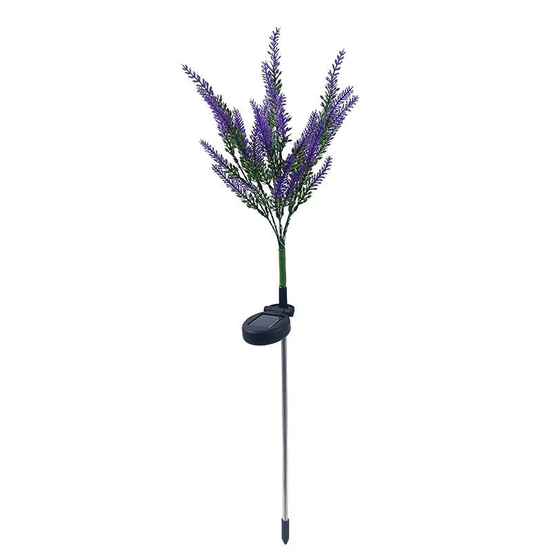 Solar powered lavender floor lamp with flower-shaped design for garden decoration