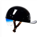 Men's retro half-helmet for electric bicycles in bright black-gradient blue with gradient blue lens