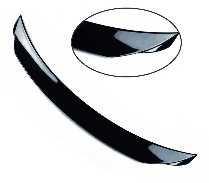Large bright black fixed wing tail trim spoiler for a Mazda 3 Axela Exela