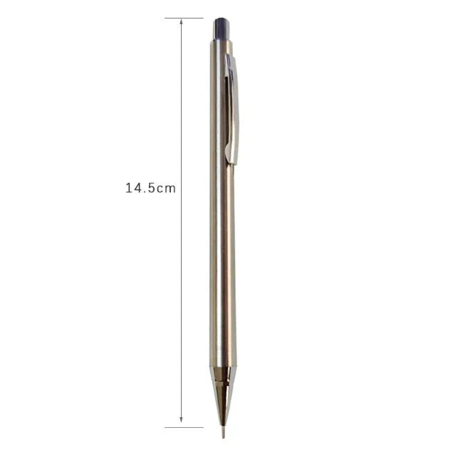 Metal automatic pencil in standard colour with push-button top, HB lead options 0.3 to 0.9mm, for school writing