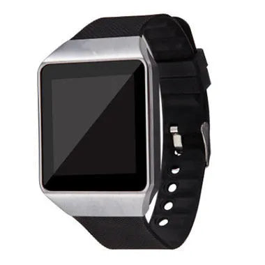 Smart watch with touch screen showing time display, worn on wrist with adjustable strap, for Bluetooth calling.
