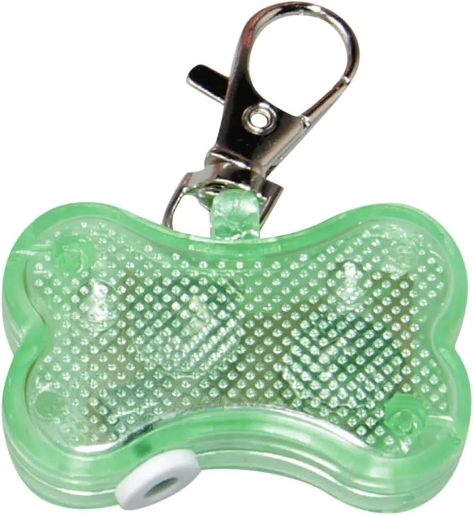 Bone-shaped LED luminous pendant for pet collars in multiple colours with three lighting modes