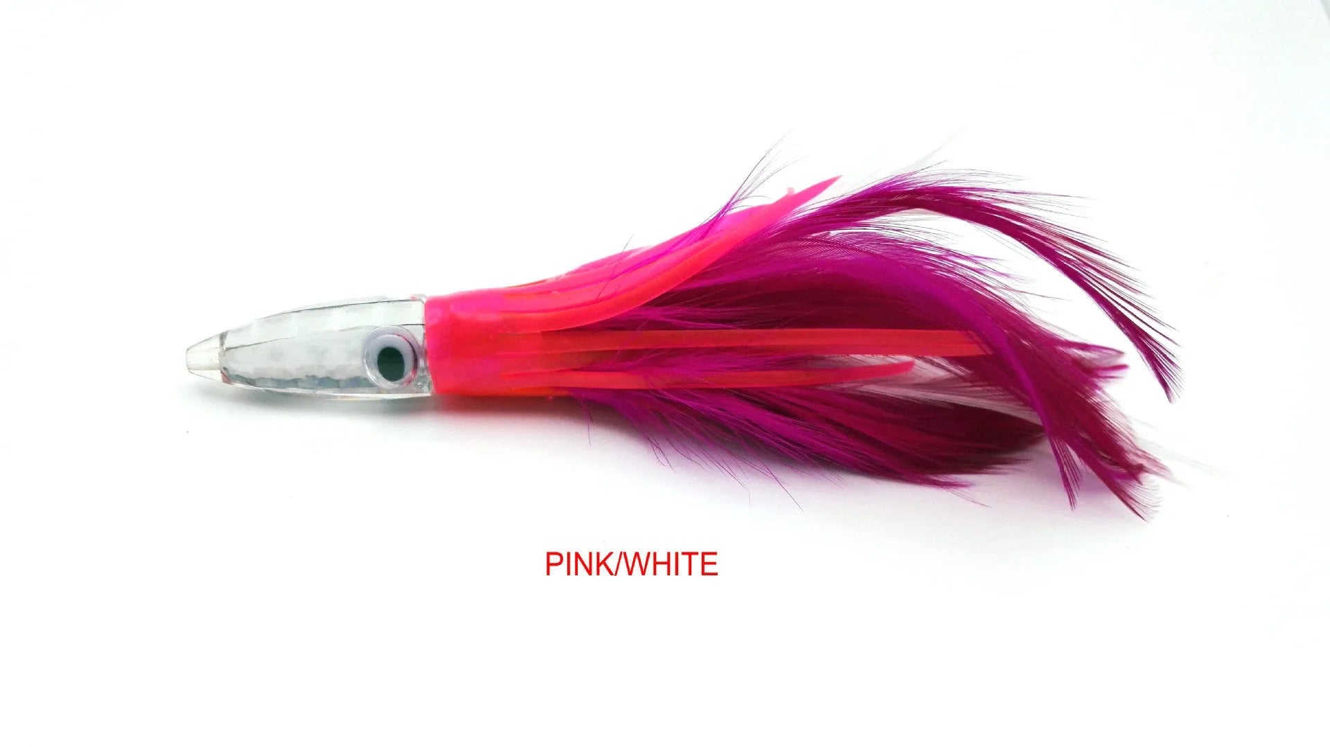 Acrylic sea fishing octopus headband feathered dress lure 14cm 32g resin fish head