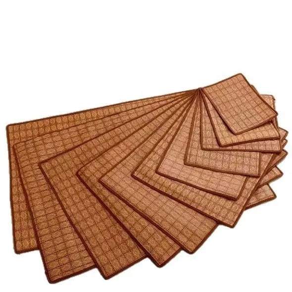 Brown woven rattan fibre dog cooling mat shown in a large size for summer use.