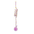Hanging cat toy with suction cup, spring-mounted bell stick, and inflatable ball in multiple colour options