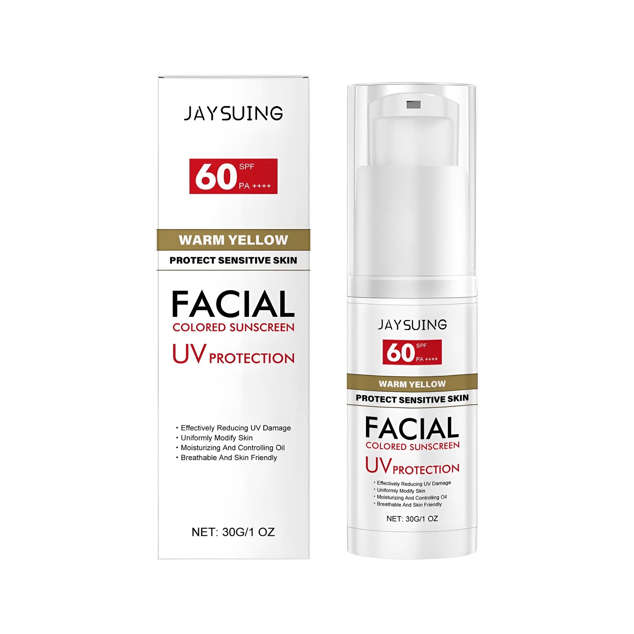 30g tube of lightweight facial sunscreen cream with hyaluronic acid and SPF protection.