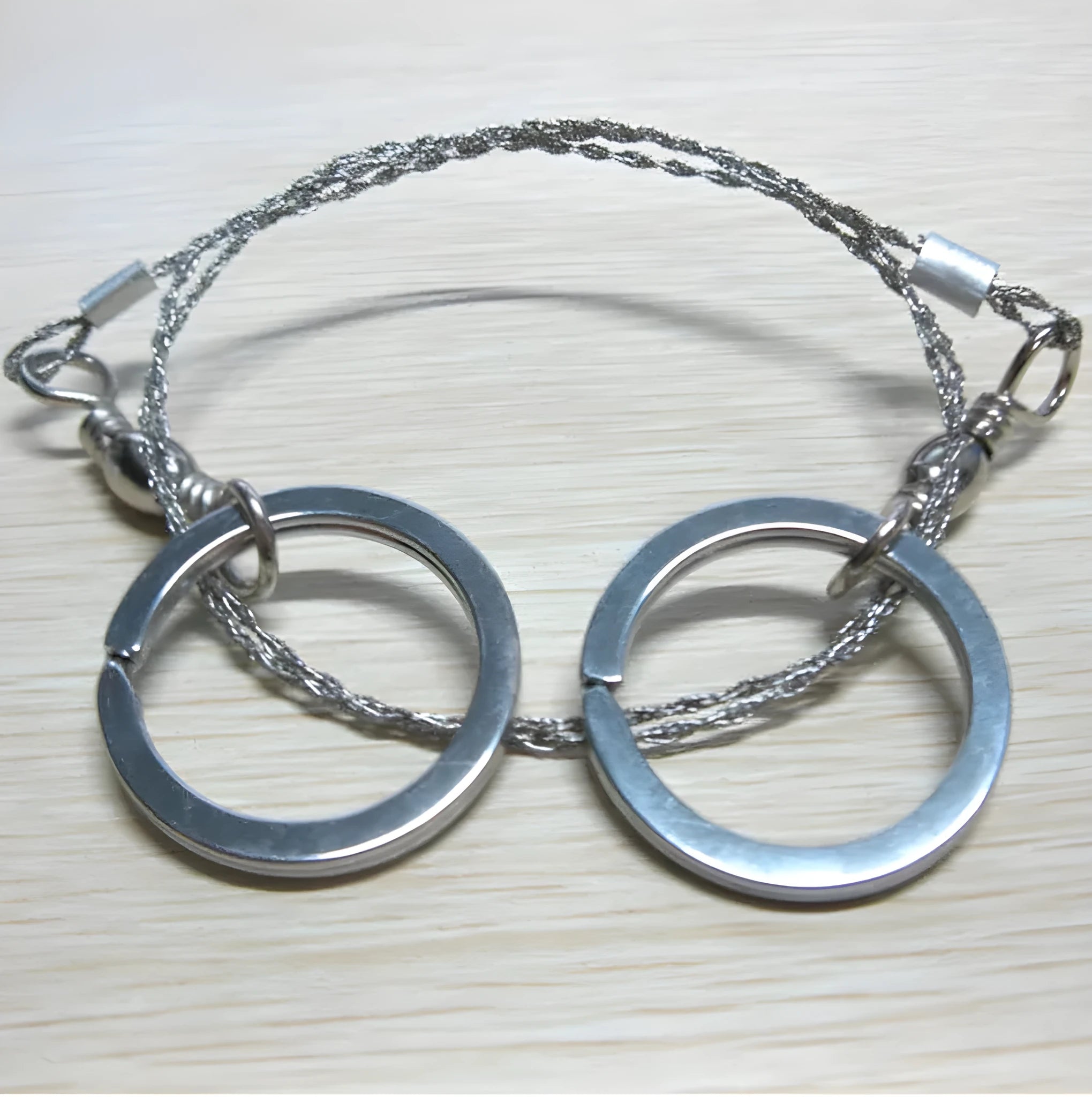 70cm stainless steel survival wire saw with thumb rings for portable outdoor cutting