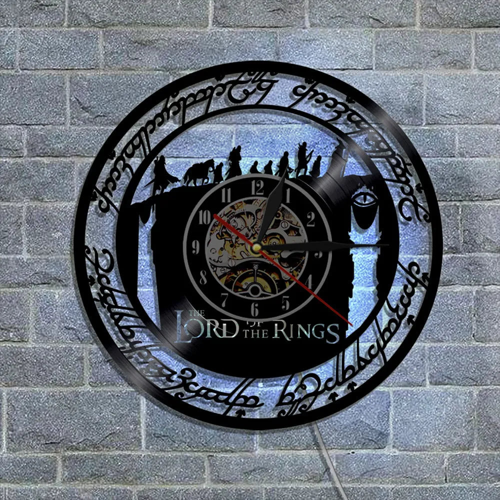 12 inch modern decorative wall clock black vinyl record design with pointer and number display