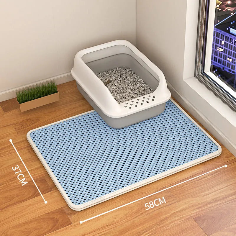 Double layer waterproof cat litter mat in beige colour with non-slip backing