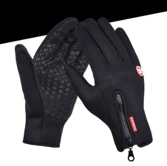 Windproof waterproof touch screen winter gloves with fleece lining and embossed pattern