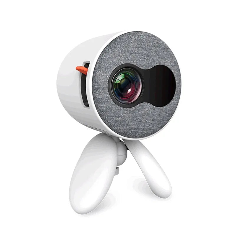 YG220 portable white or yellow LED projector showing 1080P HD projection on a wall