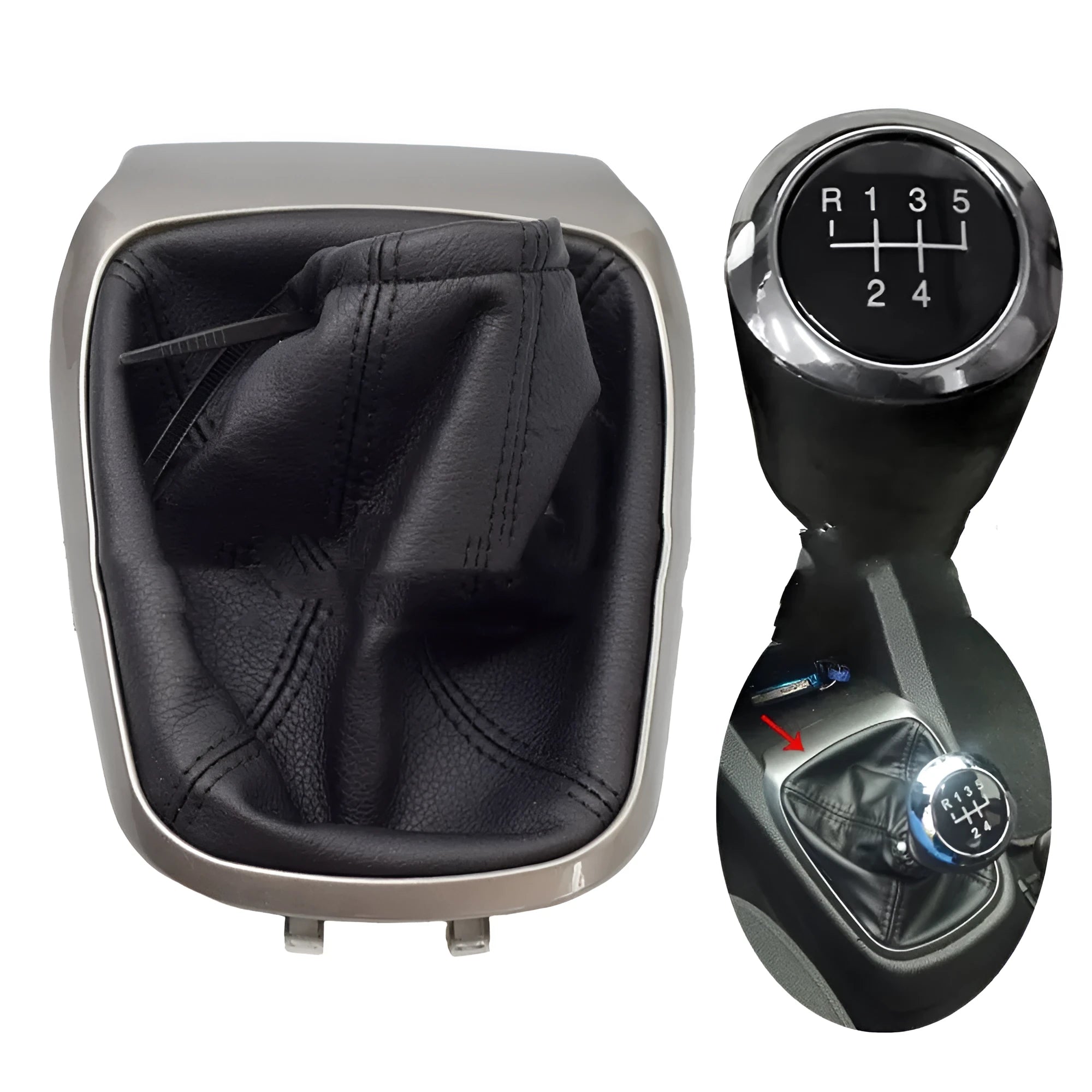 Black leather gear shift knob cover for Chevrolet Sonic Aveo T300 2011-2015 5-speed plastic headgear
